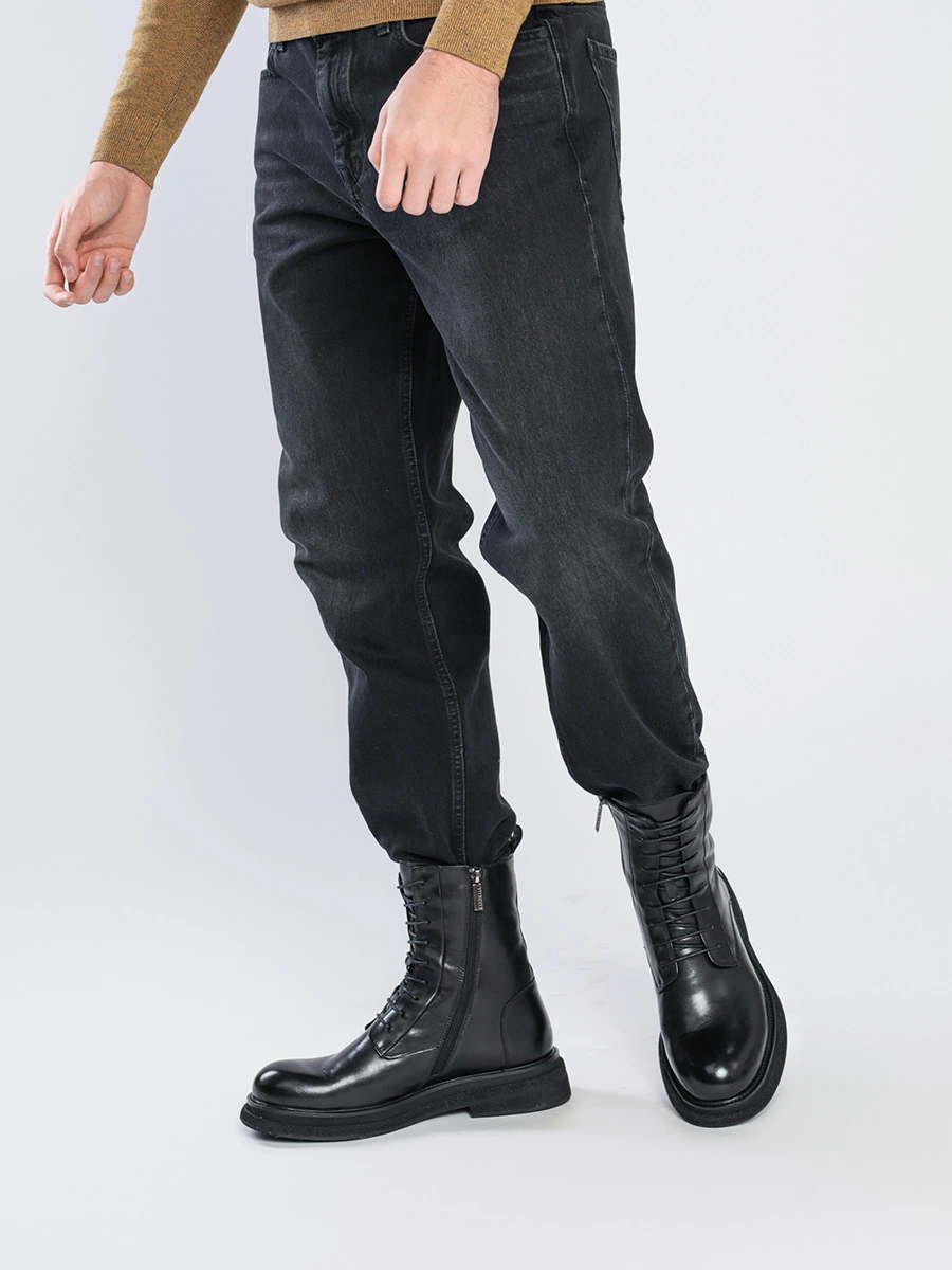 Ботинки-дерби черного цвета на широком каблуке